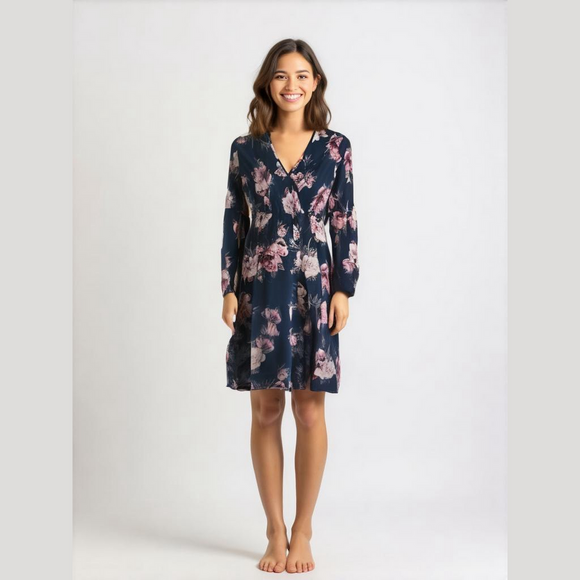 Women's Shein Floral Wrap Dress Size XS Blue - Picture 1 of 10